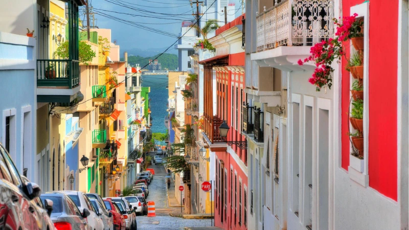 Old San Juan streets Puerto Rico colorful buildings