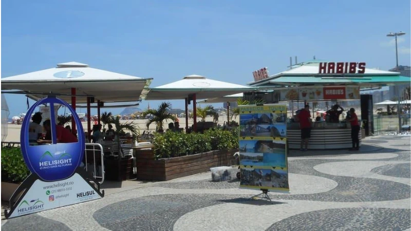 beachside cafes and stalls at Copacabana Beach Rio