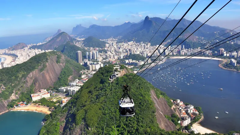 cable car view from Morro da Urca overlooking Rio de Janeiro