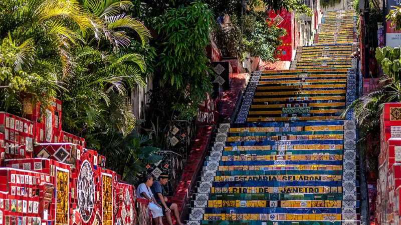 Selaron Steps colorful tiles staircase Rio de Janeiro street art