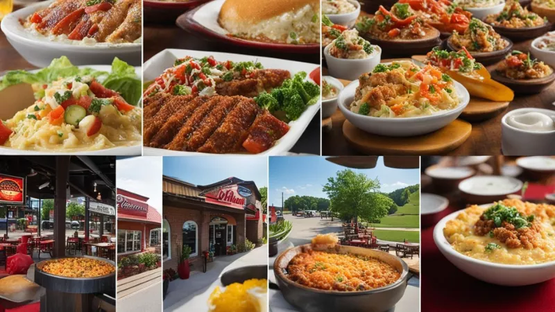 Celina Star Cafe Texas comfort food dishes collage with Southern style meals and casual dining atmosphere