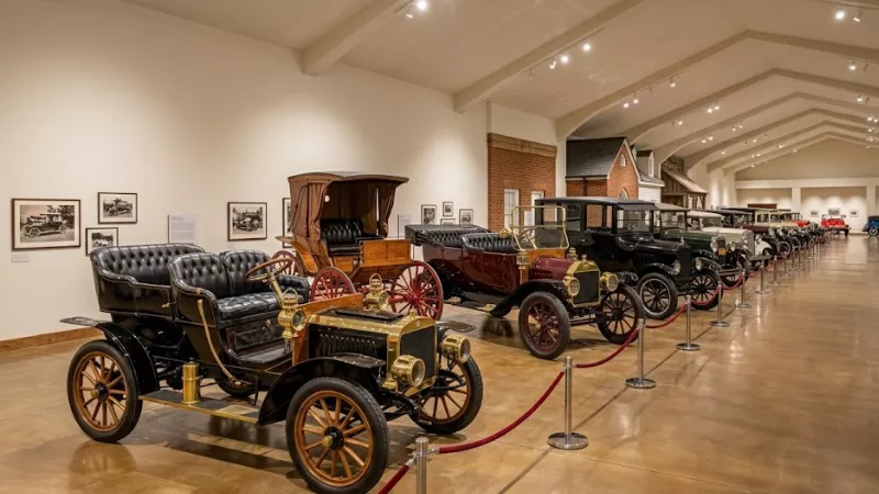 Restored antique cars and horse drawn carriages on display at the Car and Carriage Caravan Museum included with Luray Caverns admission