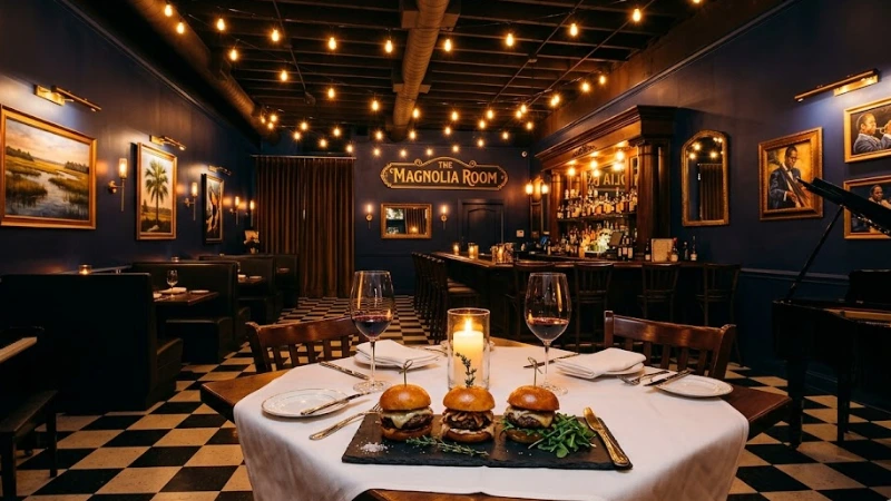 Best Restaurants in Pawleys Island, SC 4 Intimate fine dining interior at Perrone's restaurant Pawleys Island SC