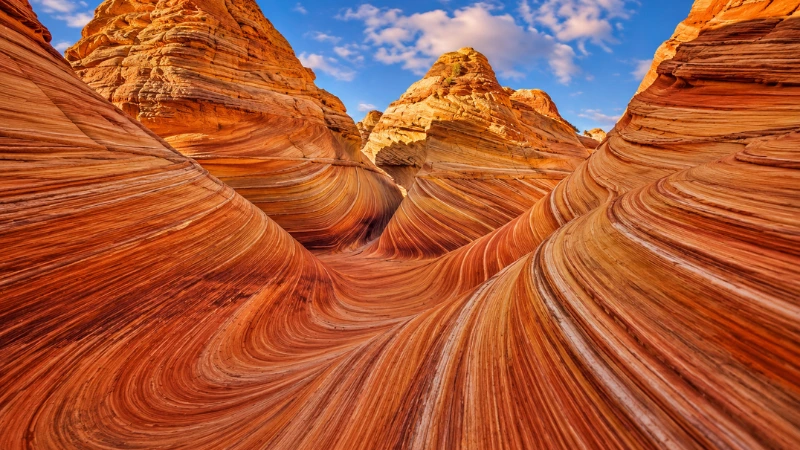 The Wave undulating red and white sandstone formation at Coyote Buttes North near Kanab Utah
