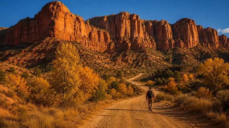 Kanab Utah red rock landscape in fall afternoon light