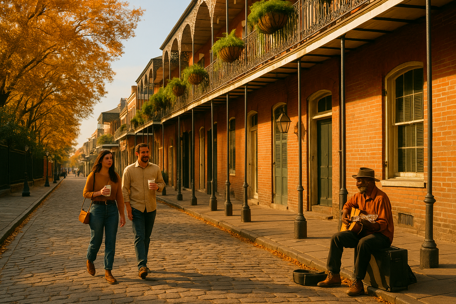 fall afternoon on a French Quarter street in New Orleans